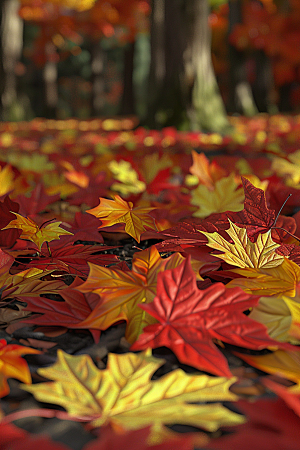 秋天树叶秋日红叶摄影图