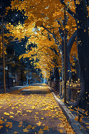 秋天树叶秋季高清摄影图