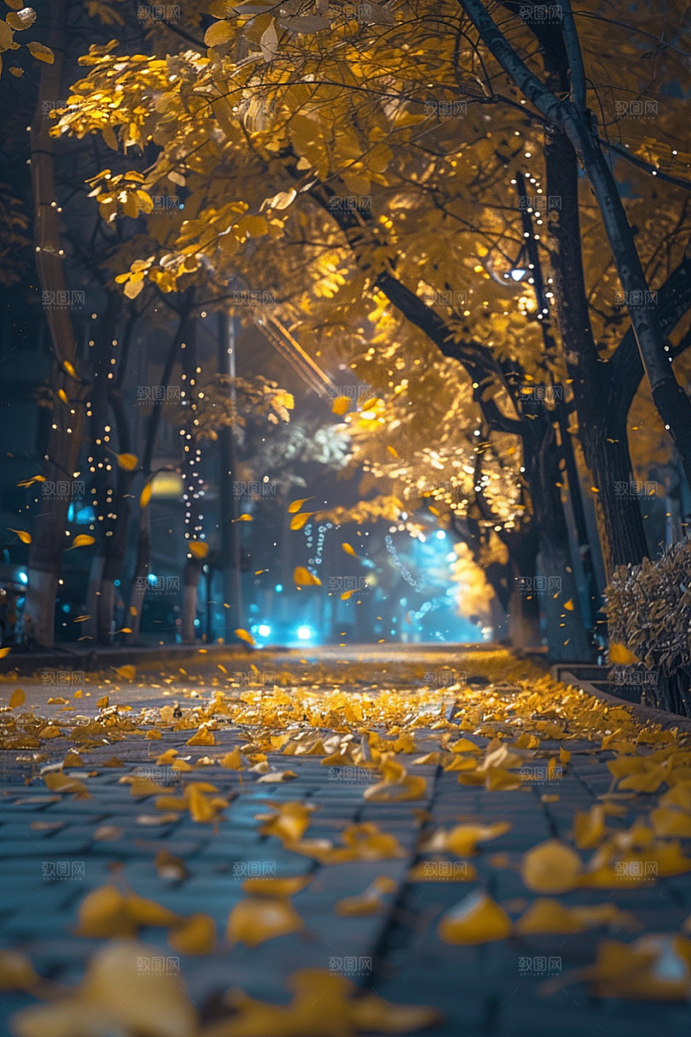 秋天树叶森林秋景摄影图