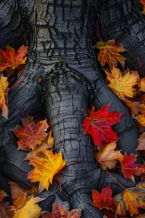 秋天树叶高清森林摄影图