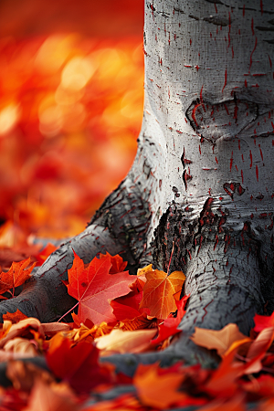 秋天树叶森林秋季摄影图