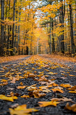 秋天树叶高清森林摄影图