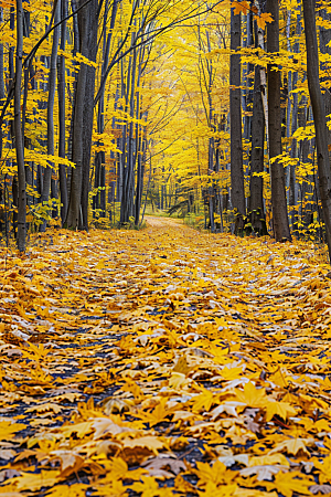秋天树叶秋季森林摄影图