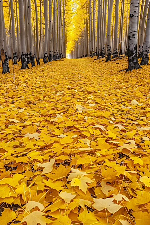 秋天树叶高清秋景摄影图