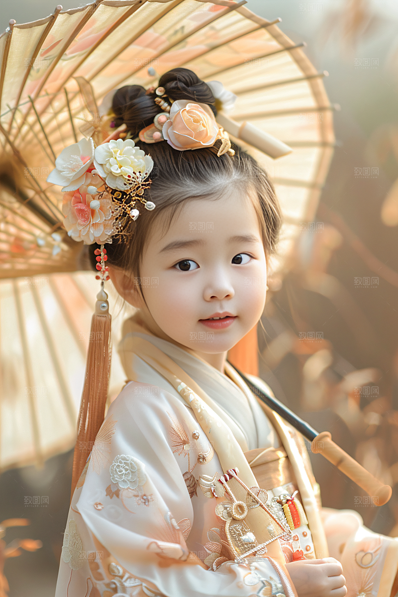 泉州簪花汉服女性肖像摄影图