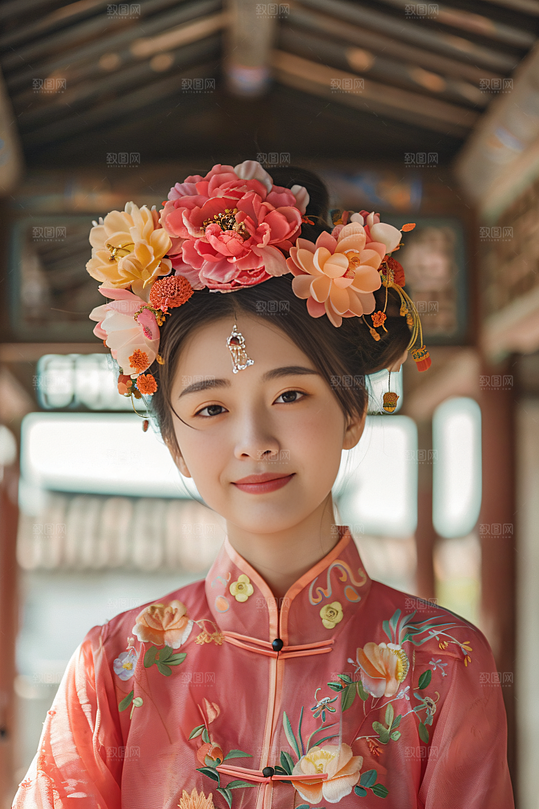 泉州簪花高清装饰摄影图