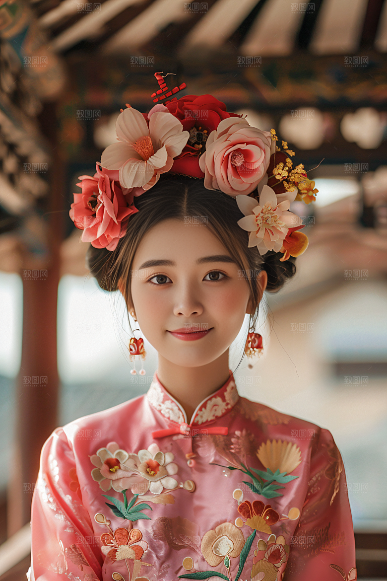 泉州簪花汉服唯美摄影图