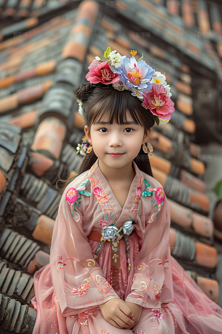 泉州簪花花冠人物摄影图