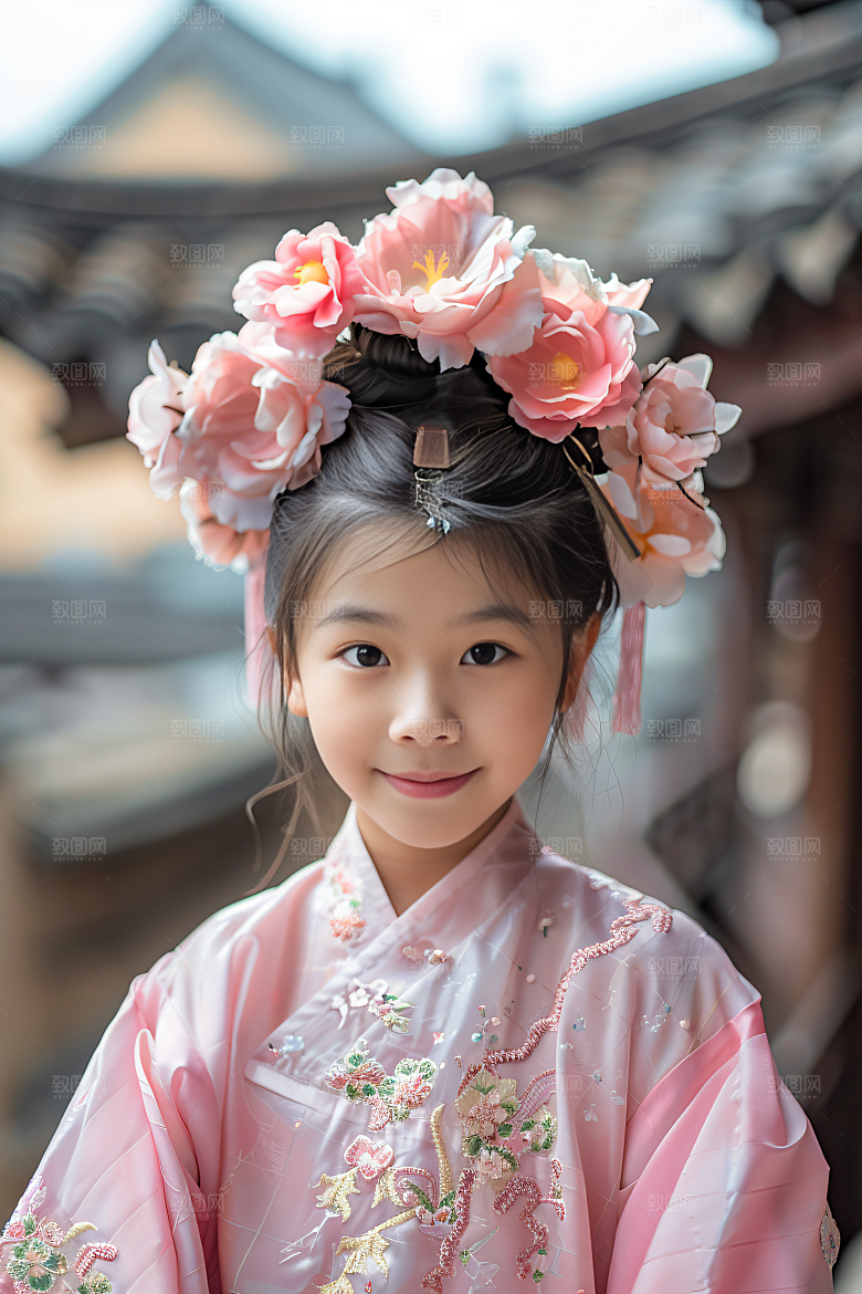 泉州簪花花冠装饰摄影图