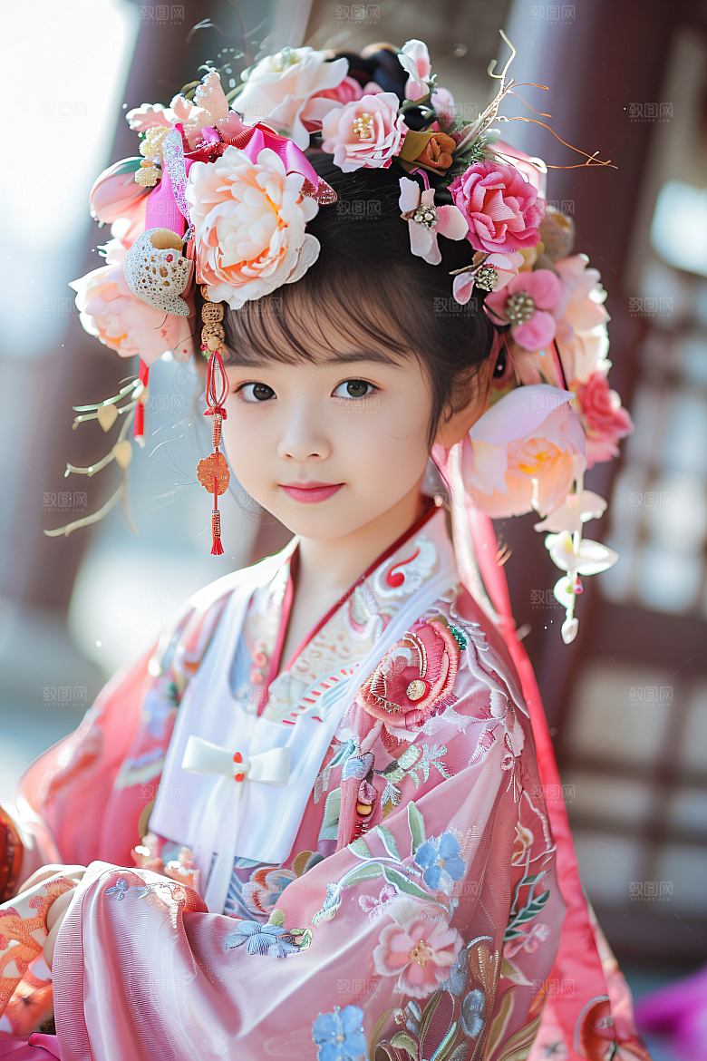 泉州簪花花卉精美摄影图