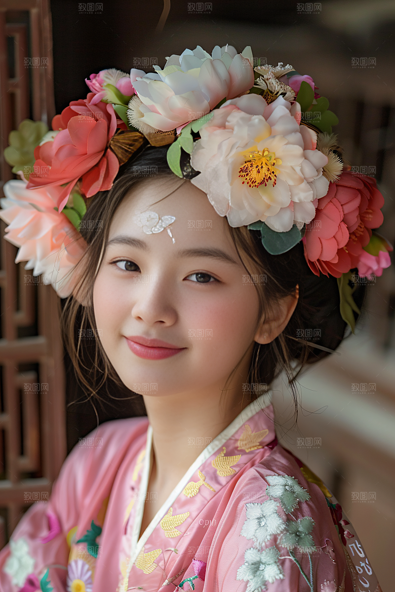 泉州簪花地方特色人物摄影图