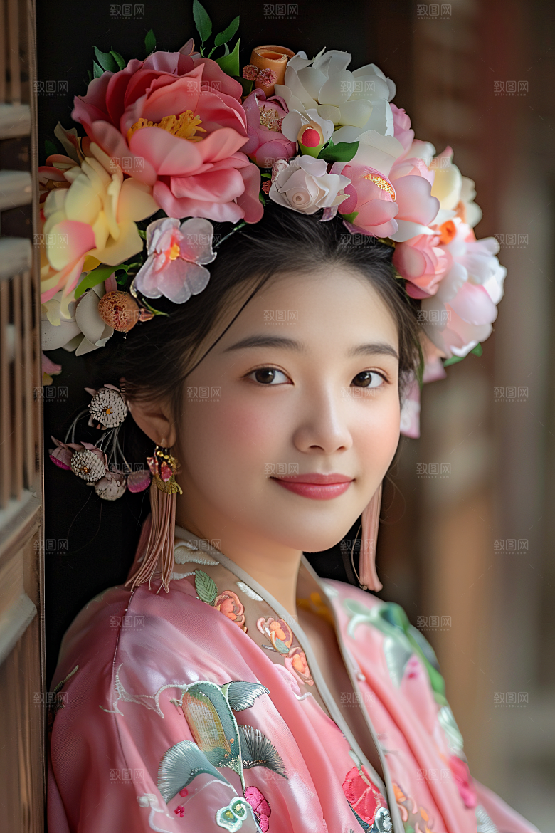 泉州簪花福建女性肖像摄影图