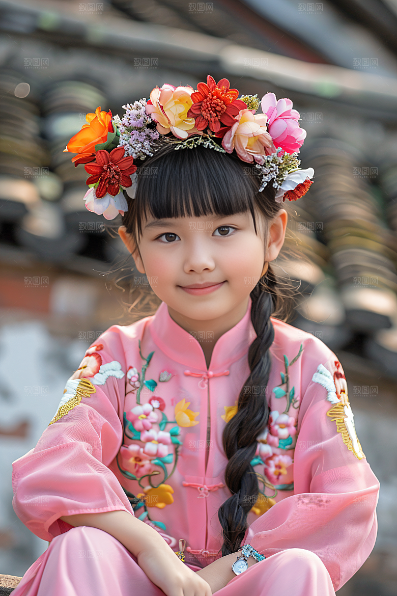 泉州簪花汉服唯美摄影图
