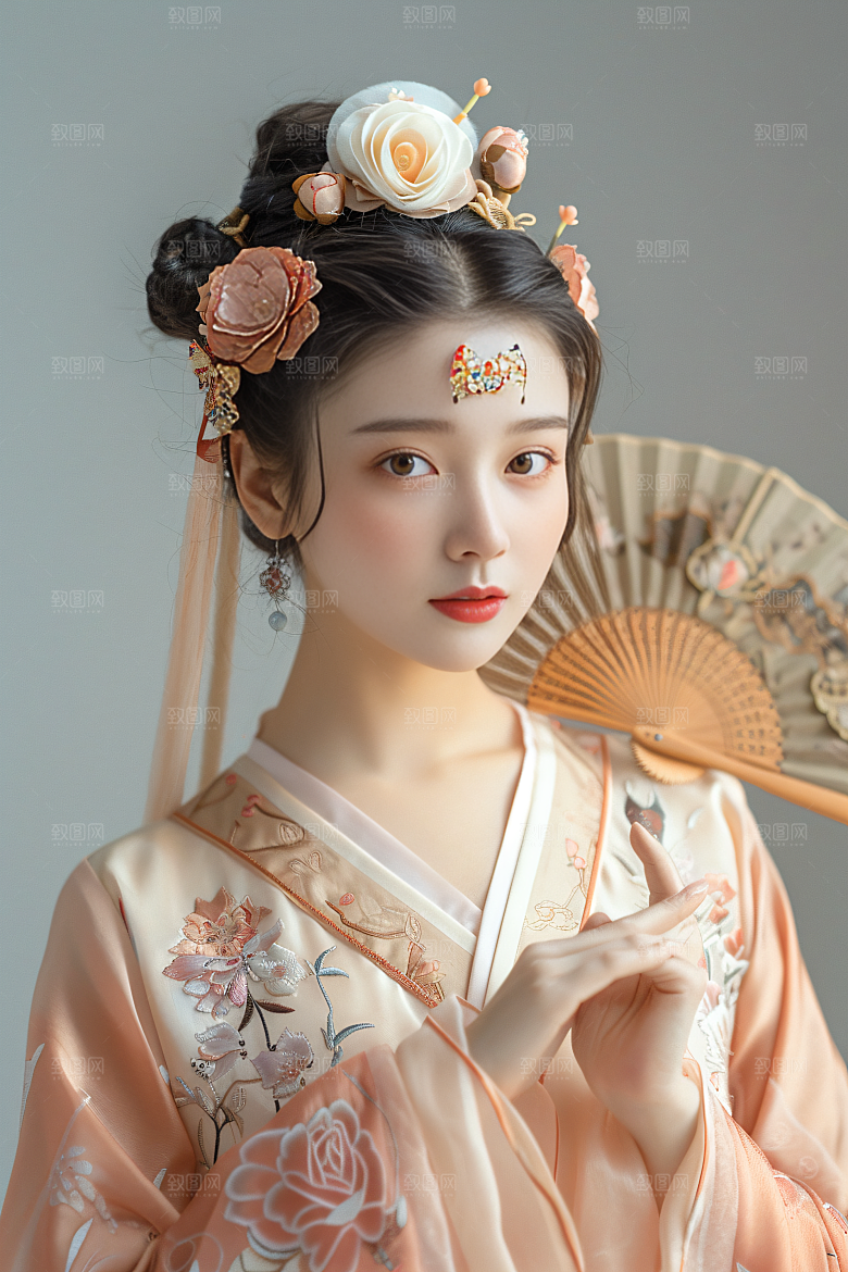 泉州簪花花冠装饰摄影图