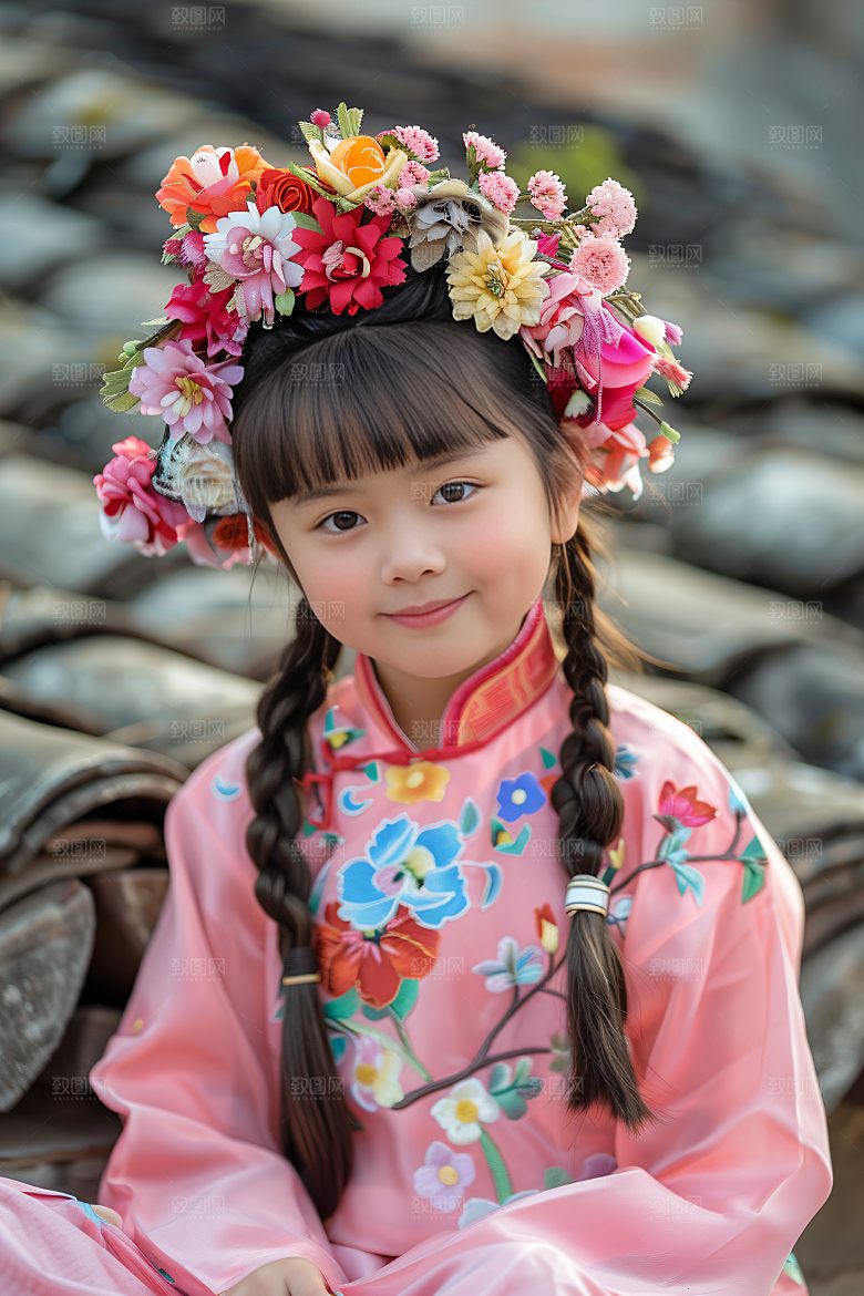泉州簪花人物女性肖像摄影图