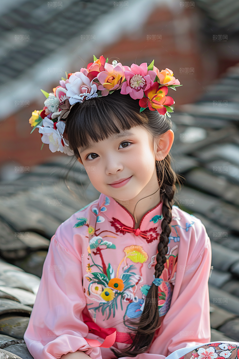 泉州簪花装饰地方特色摄影图