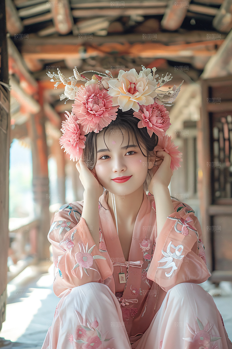 泉州簪花装饰花冠摄影图