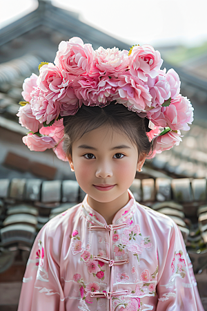 泉州簪花装饰花卉摄影图