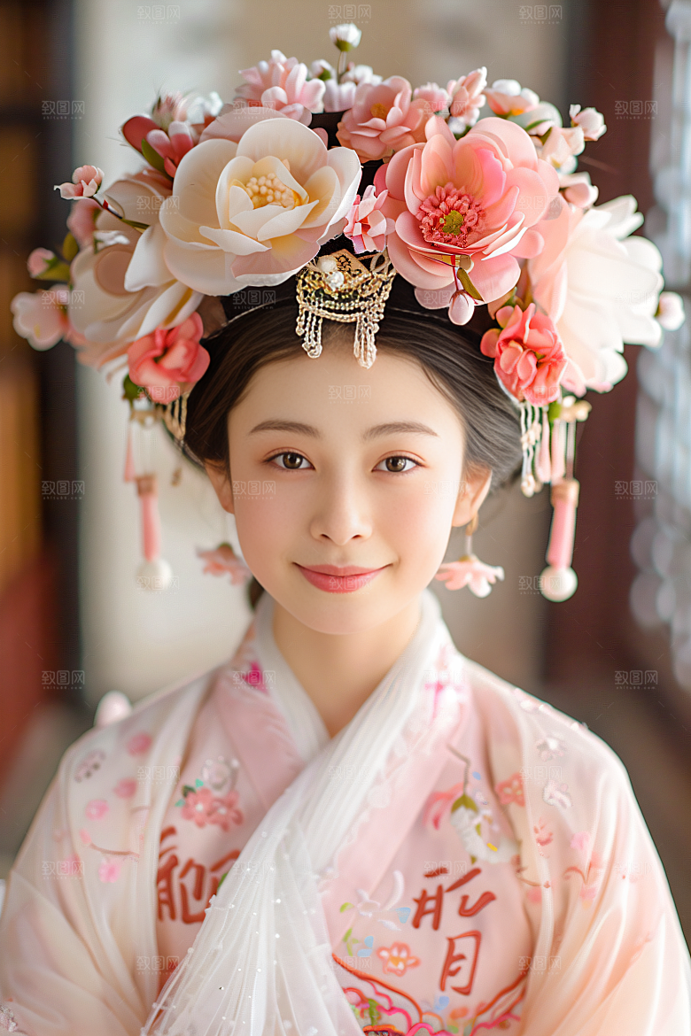 泉州簪花女性肖像唯美摄影图