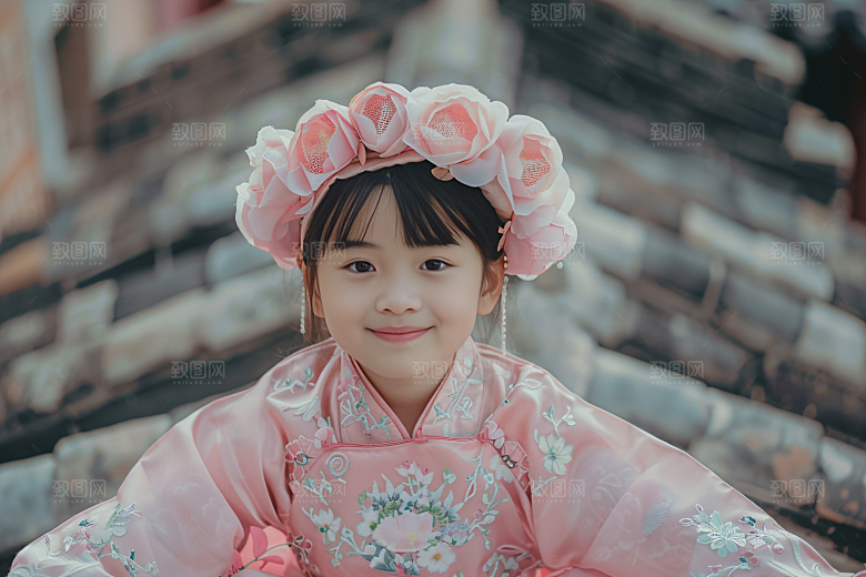 泉州簪花花冠人物摄影图