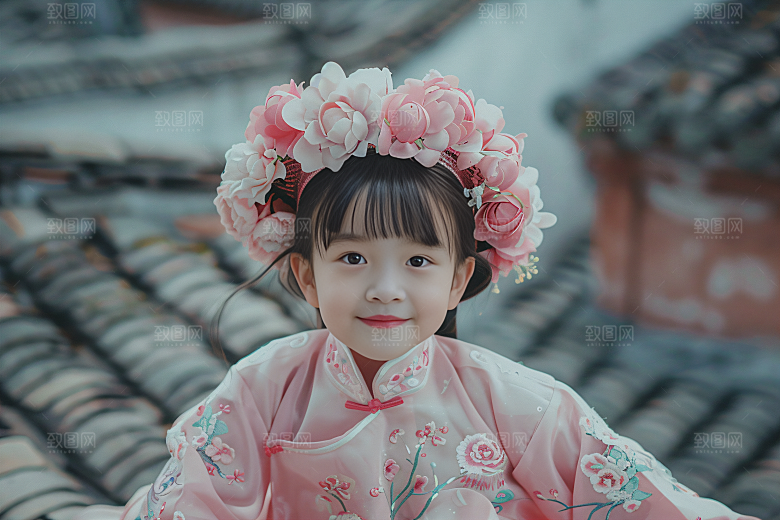 泉州簪花花卉汉服摄影图