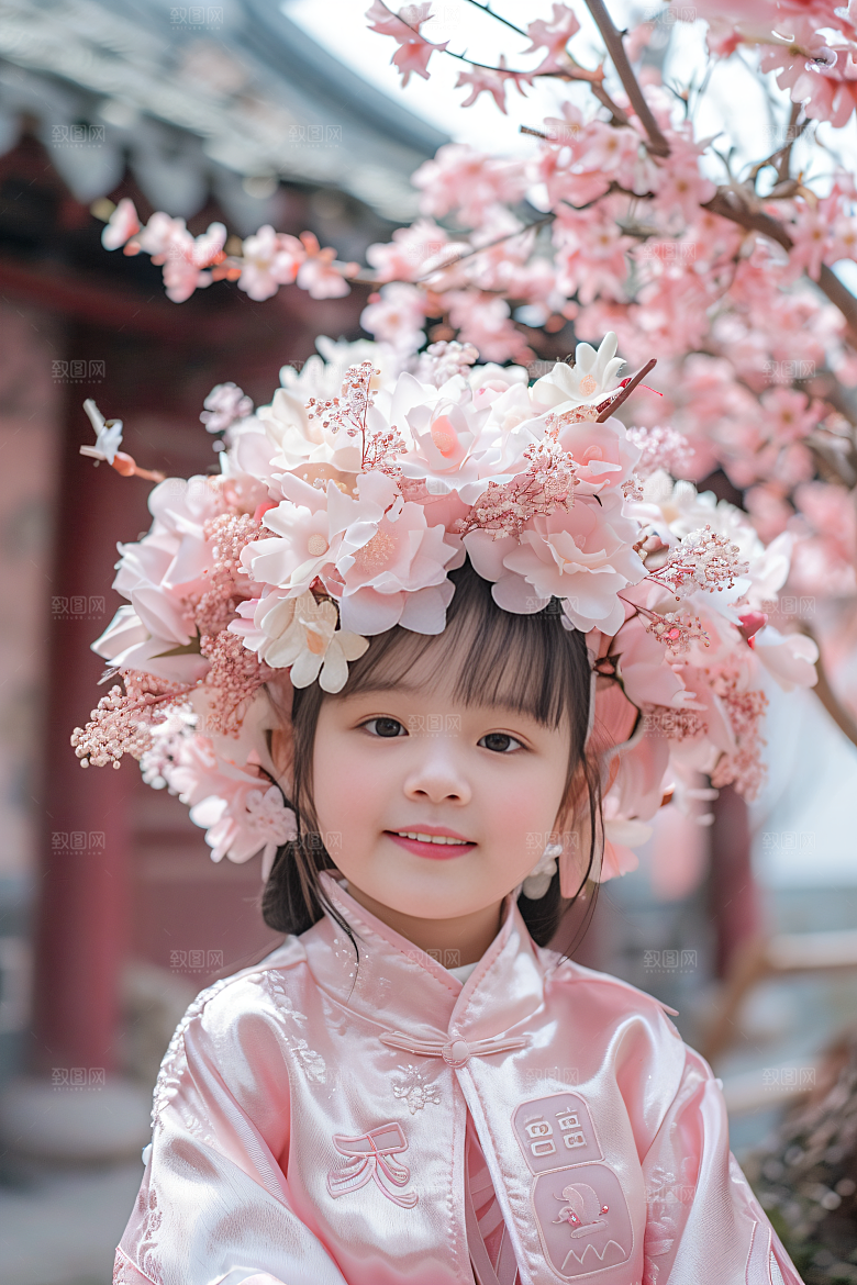 泉州簪花高清花冠摄影图