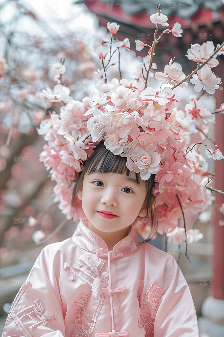 泉州簪花福建花冠摄影图