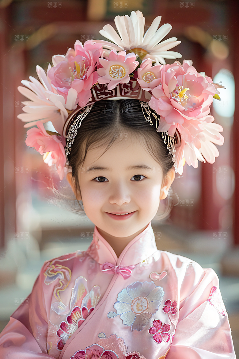 泉州簪花人物花卉摄影图