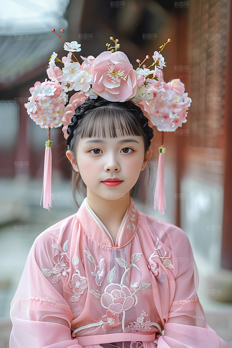 泉州簪花装饰地方特色摄影图