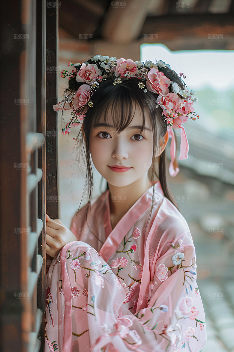 泉州簪花花冠花卉摄影图