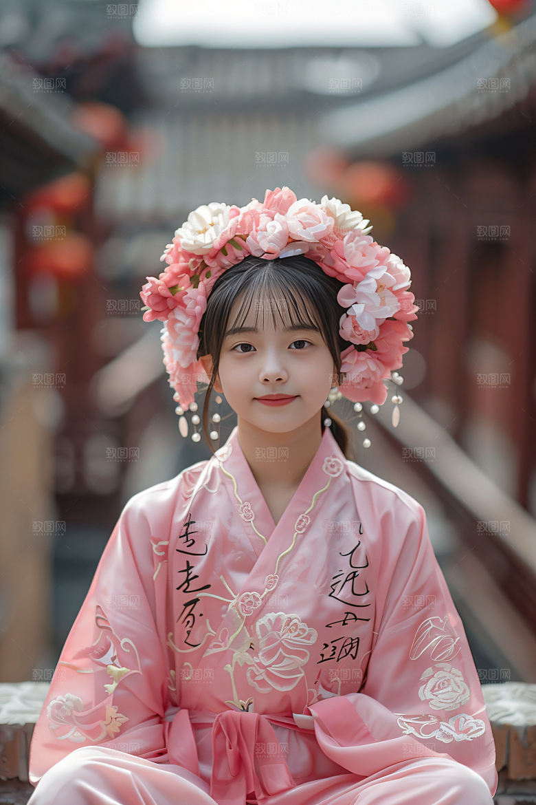 泉州簪花人物高清摄影图