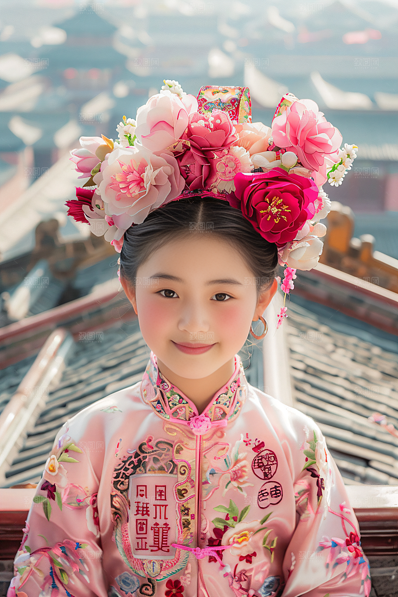 泉州簪花汉服地方特色摄影图