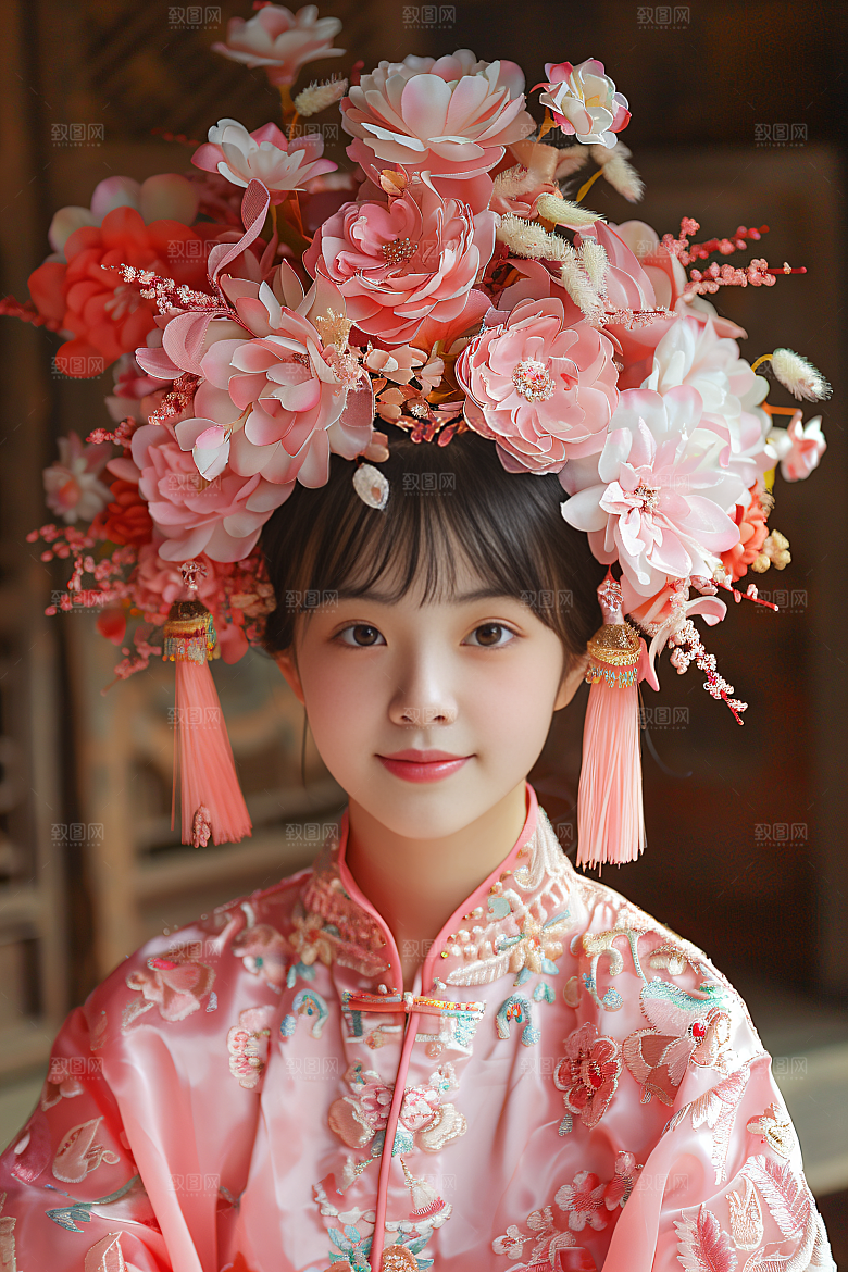 泉州簪花人物高清摄影图