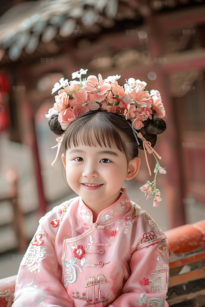 泉州簪花花冠精美摄影图