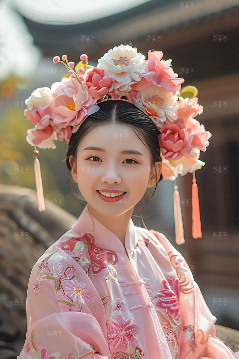 泉州簪花高清女性肖像摄影图