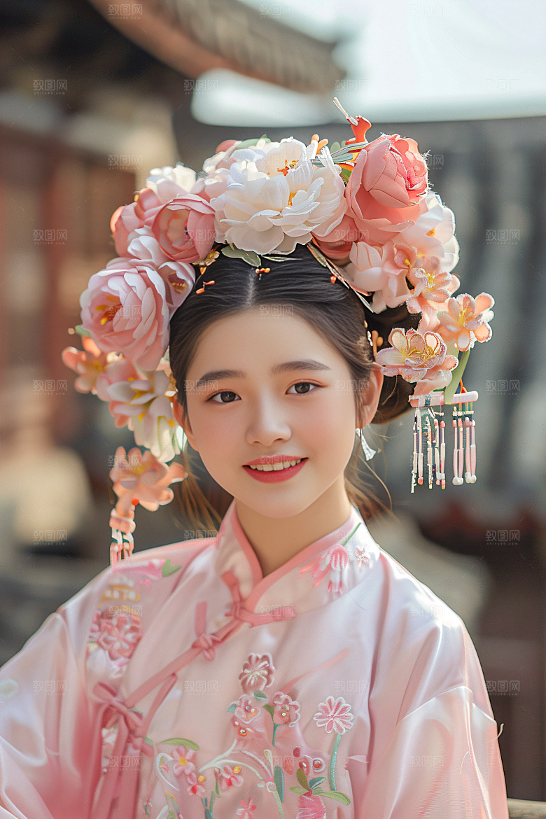 泉州簪花花卉精美摄影图