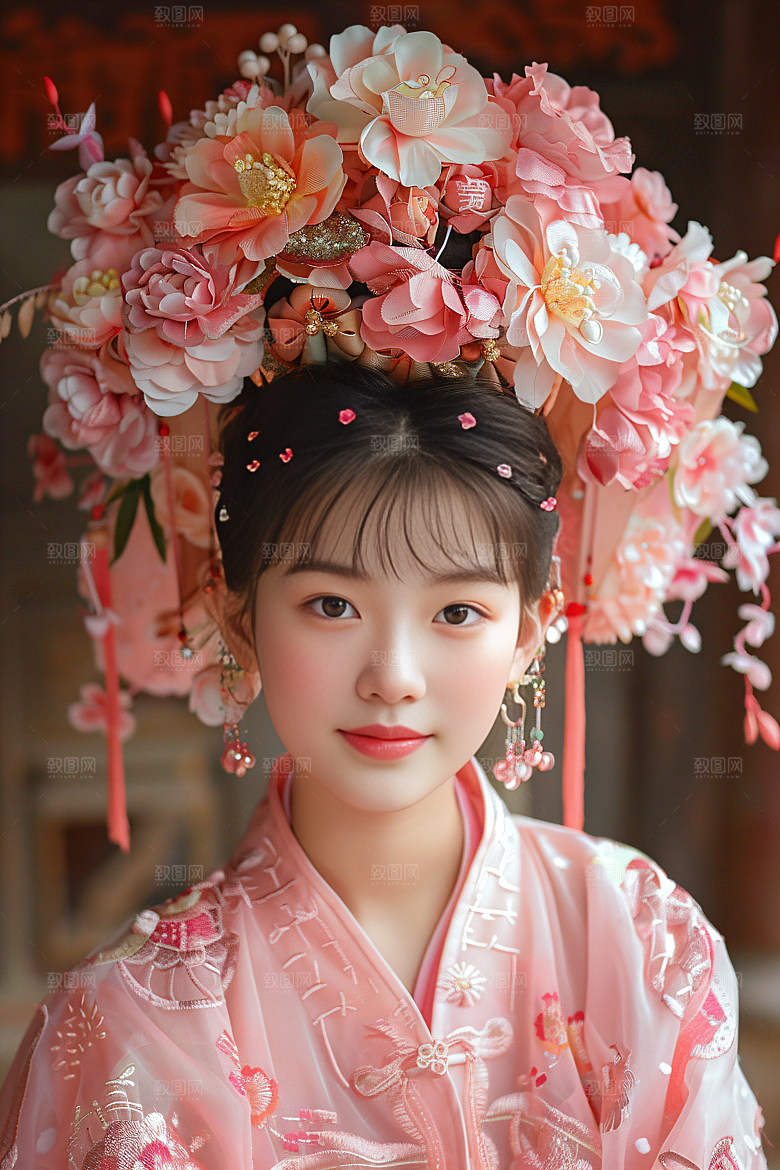 泉州簪花汉服人物摄影图
