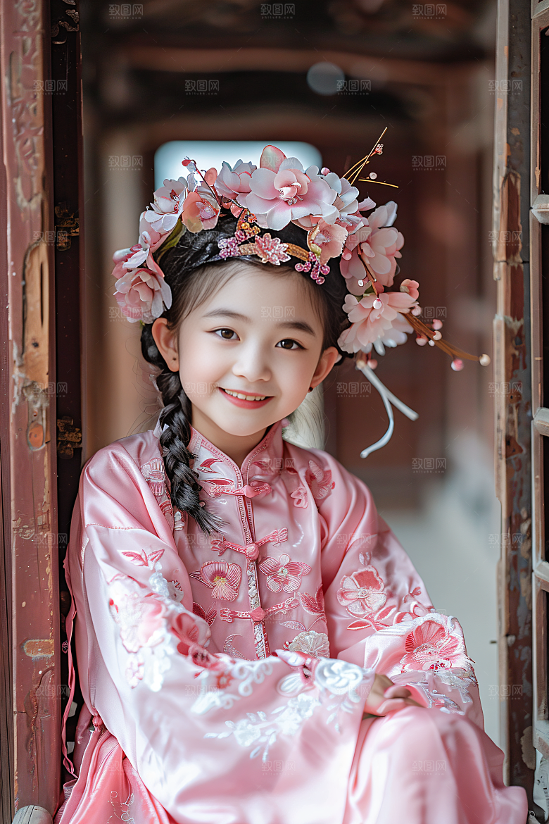 泉州簪花女性肖像高清摄影图