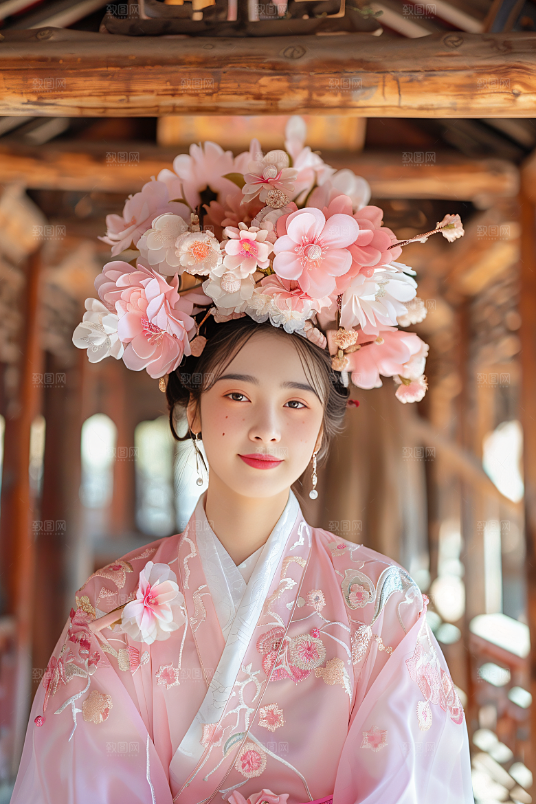 泉州簪花唯美汉服摄影图