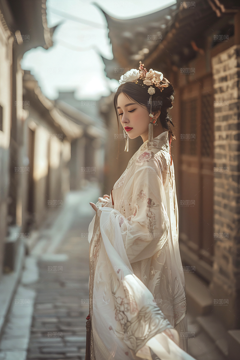 泉州簪花人物女性肖像摄影图