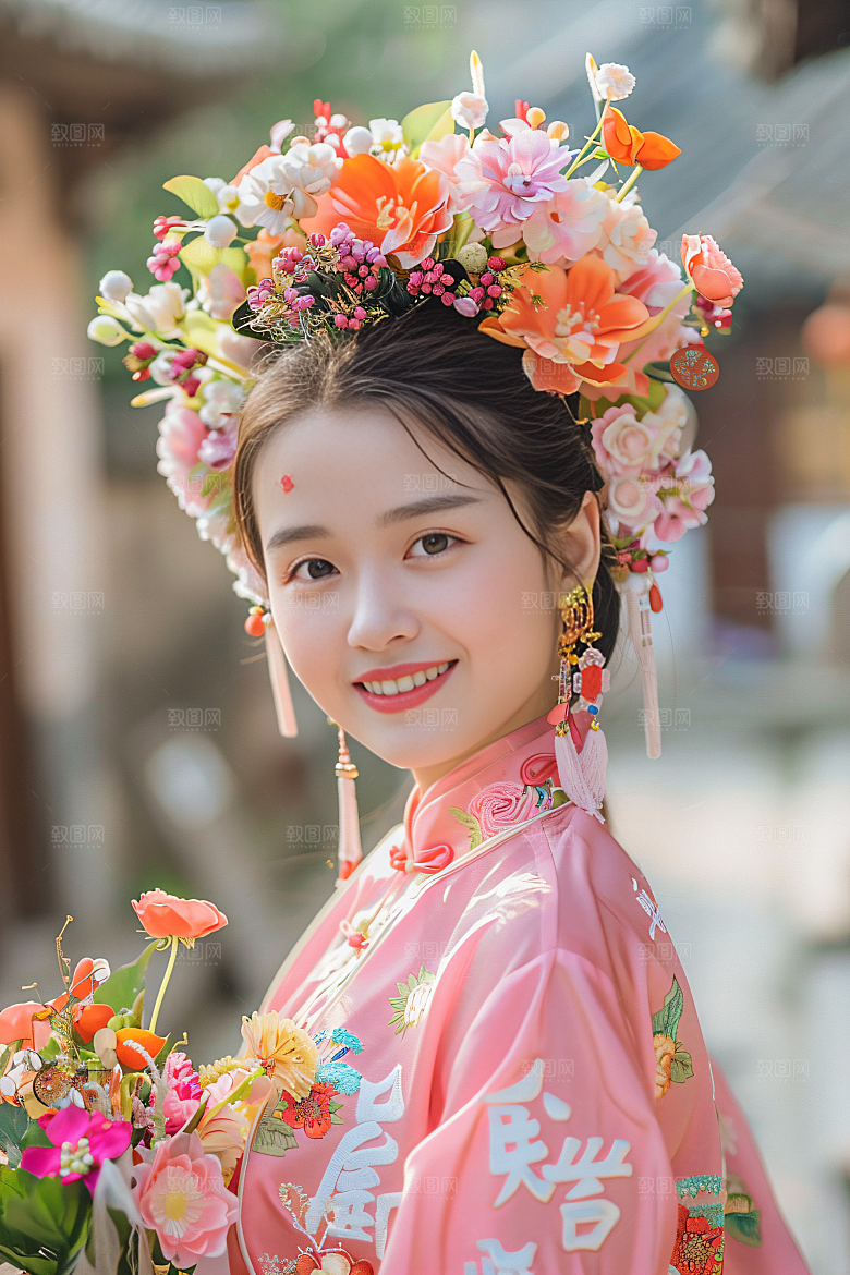泉州簪花女性肖像福建摄影图