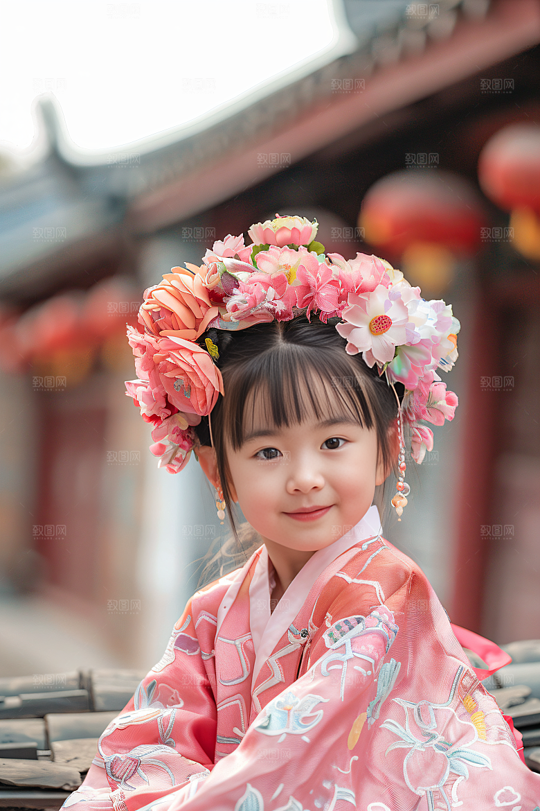 泉州簪花人物花卉摄影图