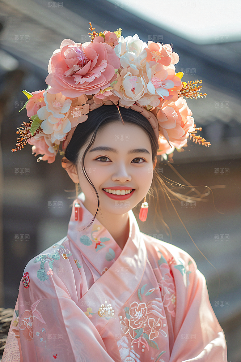 泉州簪花人物装饰摄影图