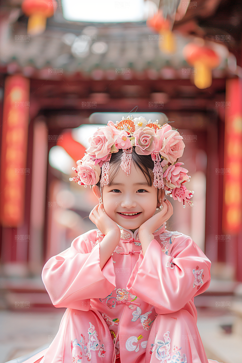 泉州簪花汉服地方特色摄影图