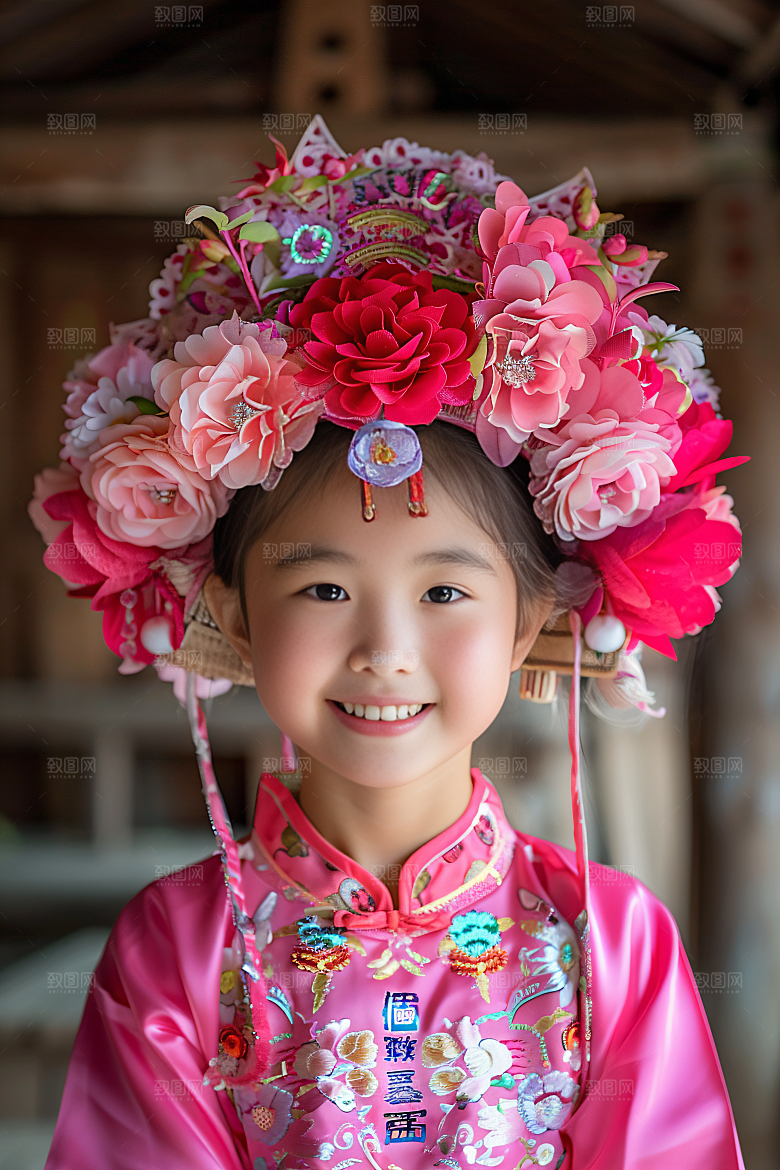泉州簪花地方特色花卉摄影图