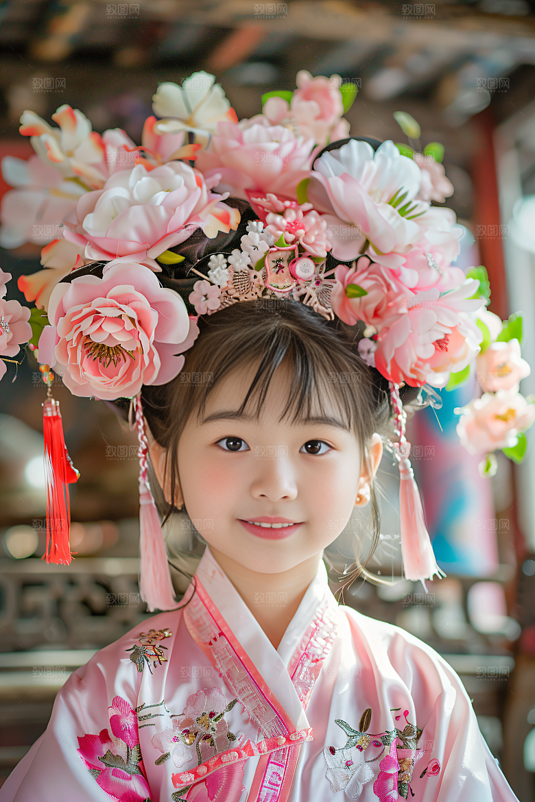 泉州簪花人物唯美摄影图