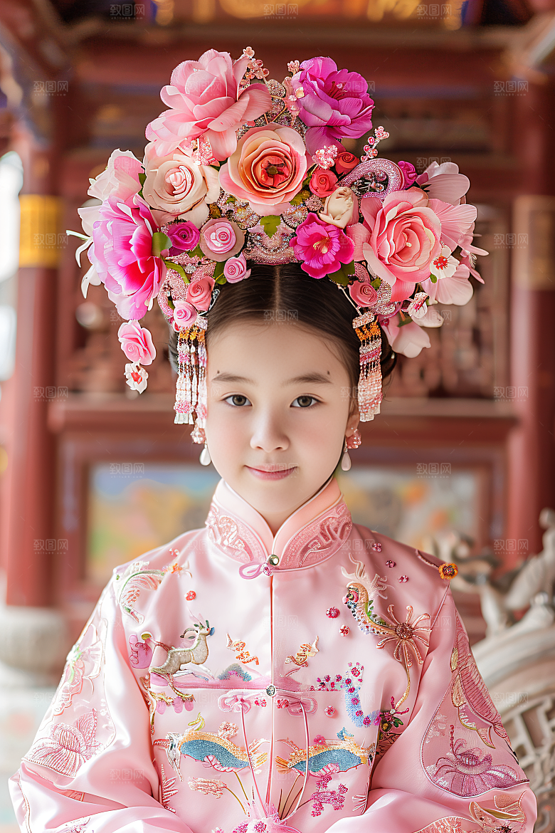 泉州簪花地方特色汉服摄影图