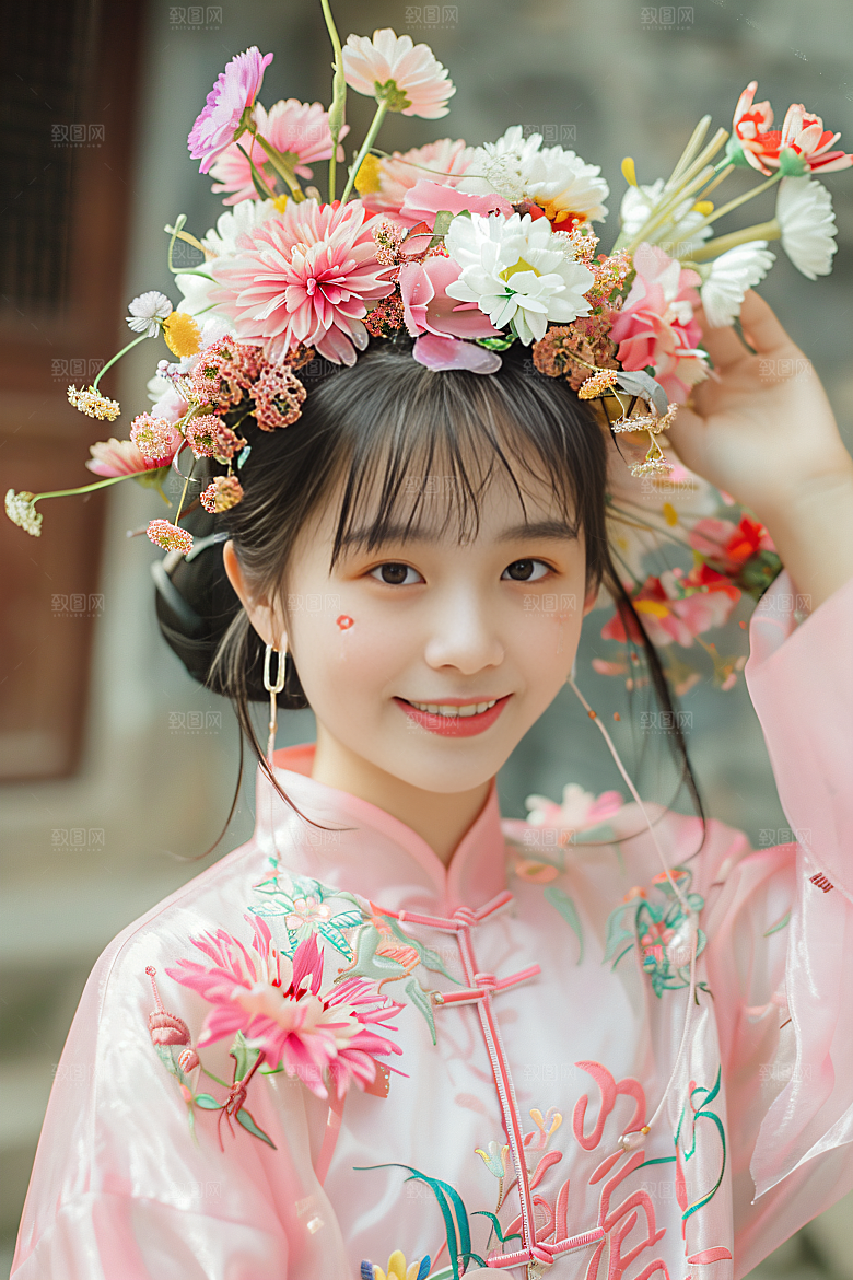 泉州簪花精美唯美摄影图