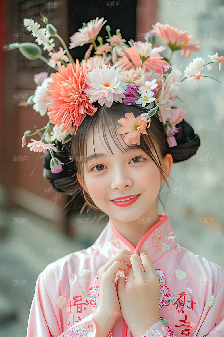 泉州簪花地方特色装饰摄影图