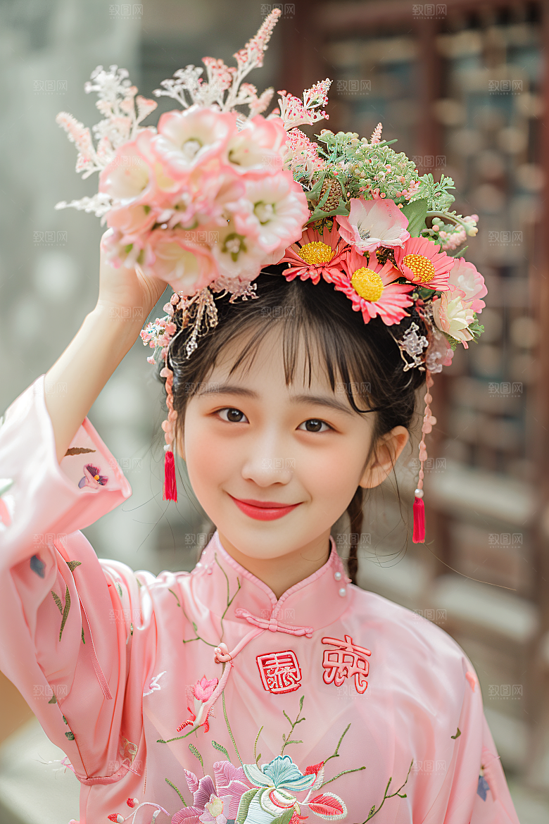 泉州簪花人物唯美摄影图